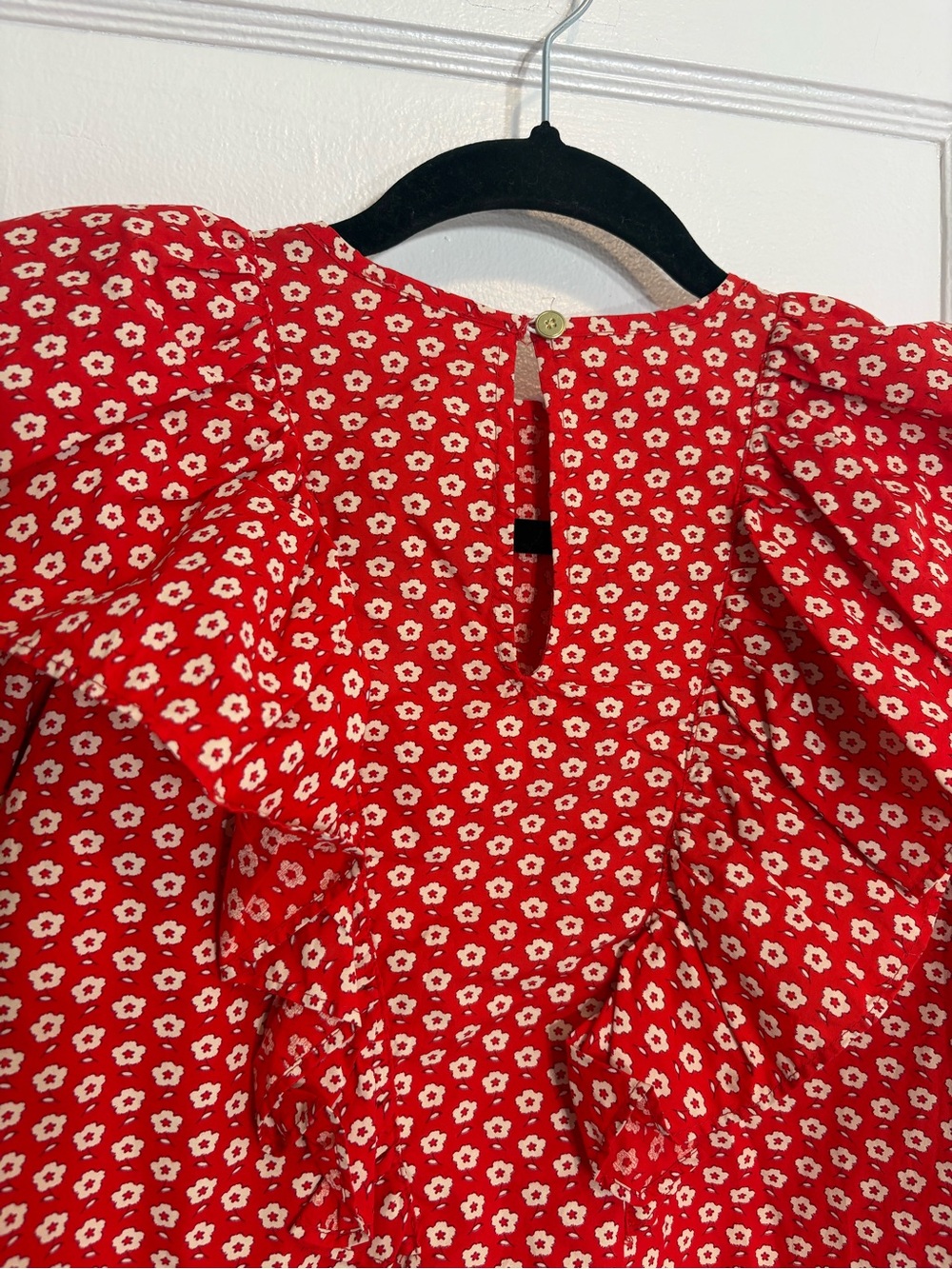 Crewcuts Red Floral Ruffle Blouse - Picture 6 of 8